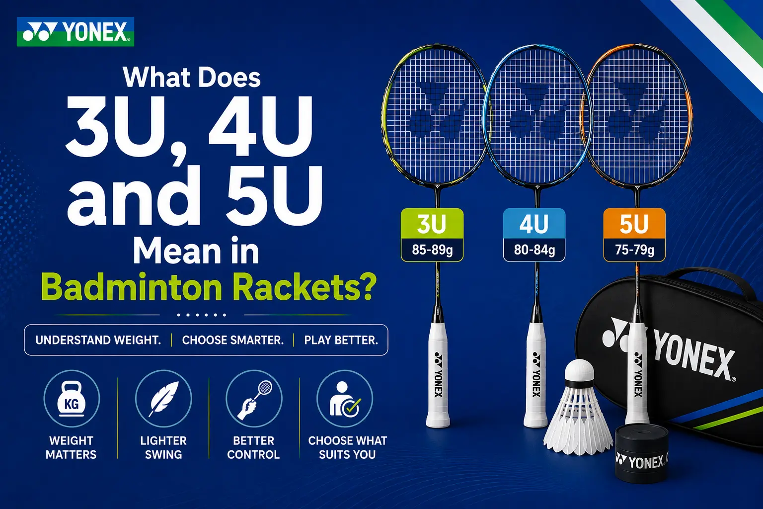 3U 4U and 5U badminton racket weight comparison